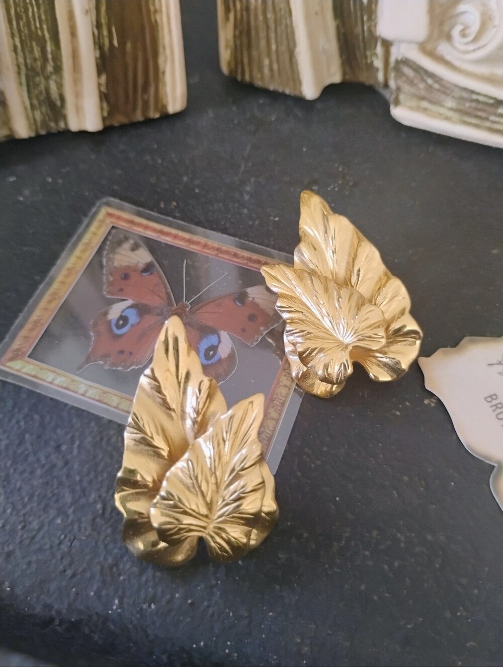 Vintage, Earrings Monet Golden Leaf Event Clip On Earring